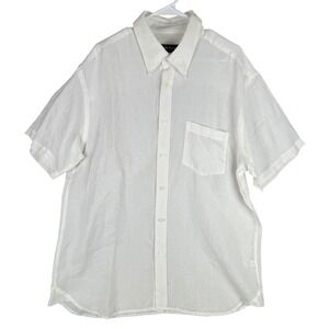 Orvis Button Down Shirt Mens XL White 100% Linen Short Sleeve Pocket 0R8X